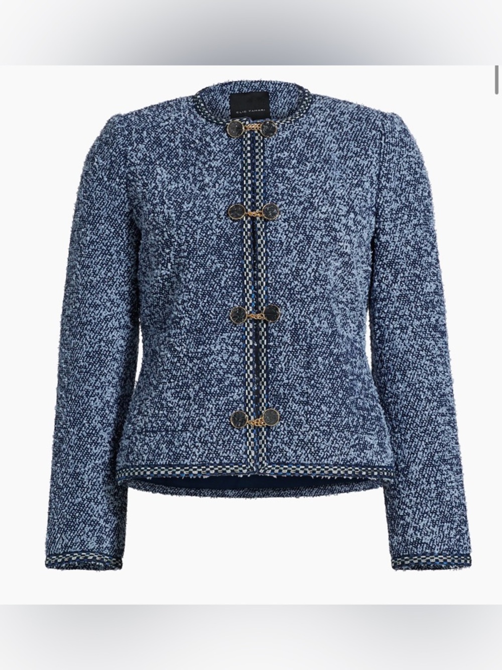 Elie Tahari The Dionne Boucle‎ Tweed Jacket M blue